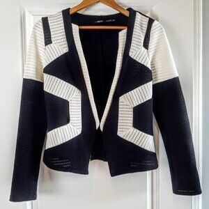 Poetry B&W Textured Open Knit Jacket